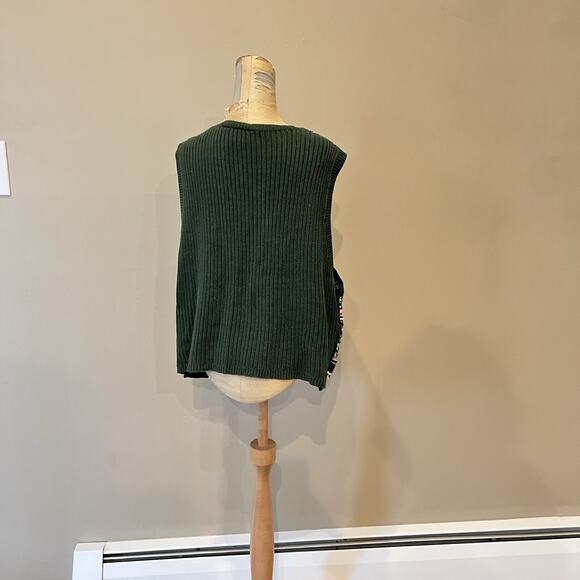 VTG Sweater Vest Women XL Green Knit Fair Isle Goblin‎ Cabin Forest - Picture 6 of 12